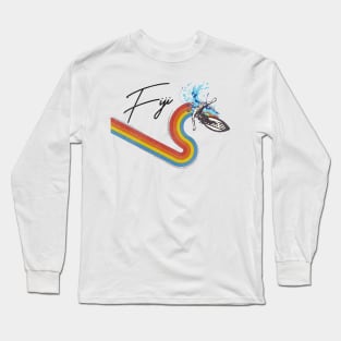 Retro 70s/80s Style Rainbow Surfing Wave Fiji Long Sleeve T-Shirt